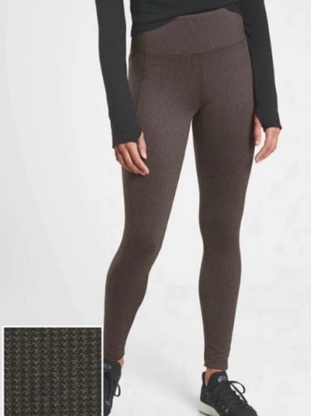 Athleta Delancey Houndstooth High Rise Leggings Brown Black Women's Size Medium